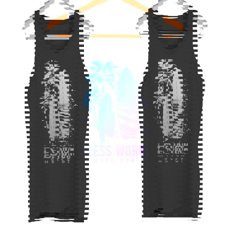 サーフィン ヴィンテージ サーフボード ヤシの木 ビーチ 面白い サーファー タンクトップ