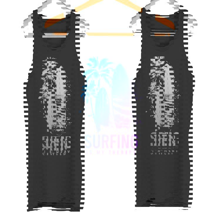 サーフィンセラピー ヴィンテージ サーフボード ヤシの木 ビーチサーファー タンクトップ