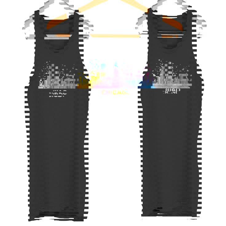 シカゴのスカイライン カラフル 街並み シカゴ タンクトップ