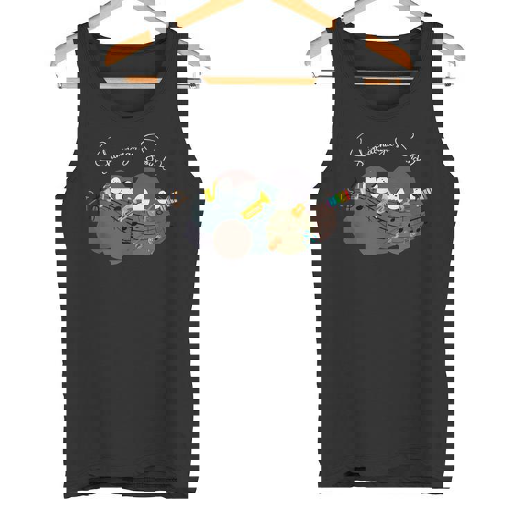 シマエナガ 楽器 トランペット サックス バイオリン ギター 音符 仲良し 可愛い 音楽好き タンクトップ