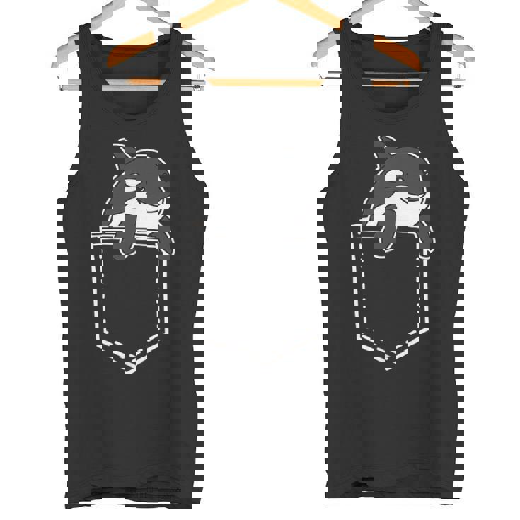 シャチポケット おもしろシャチ シャチ 海の動物 タンクトップ