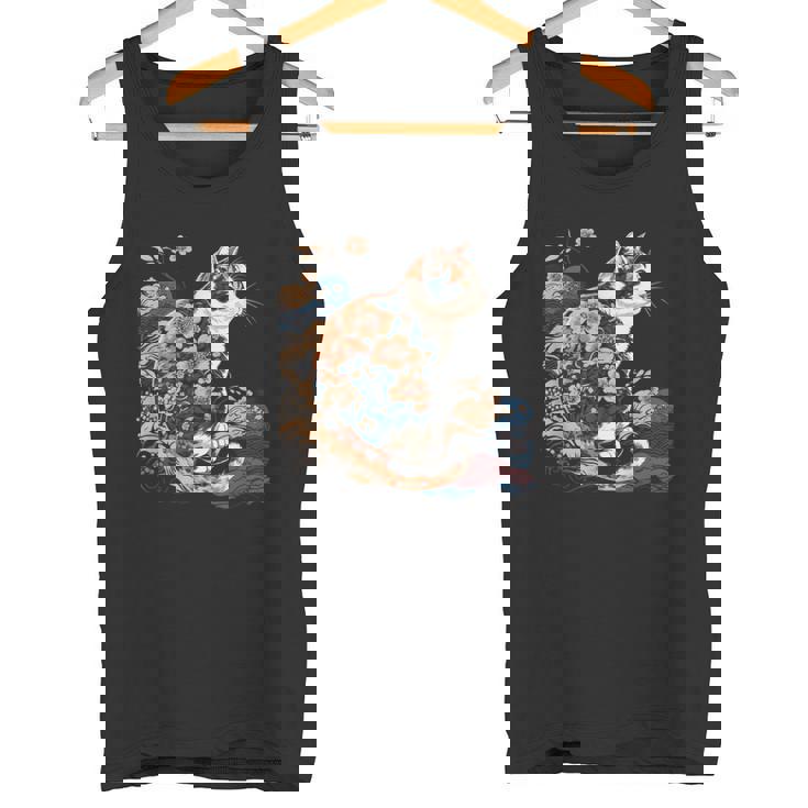 シュールレアリズム 日本画 三毛猫 タンクトップ