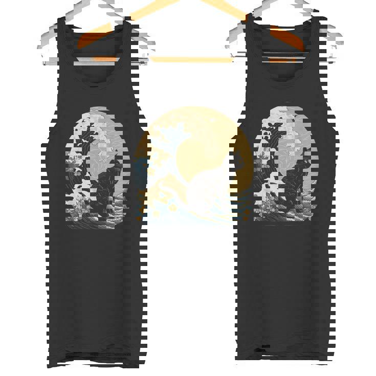 シュールレアリズム 日本画 黒猫 タンクトップ