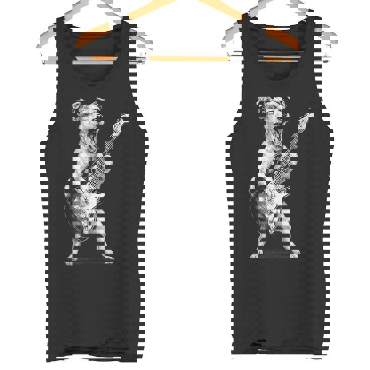 ジャック・ラッセル・テリア ギターを弾く ロックミュージック 犬好き タンクトップ