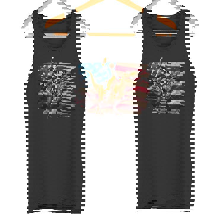 ジョージ・ワシントン ライディング A ダイナソー 面白い 4Th Of July デザイン タンクトップ