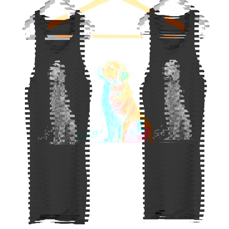 スウォッシュを持つゴールデンレトリバー、ゴールデンレトリバードッグ タンクトップ