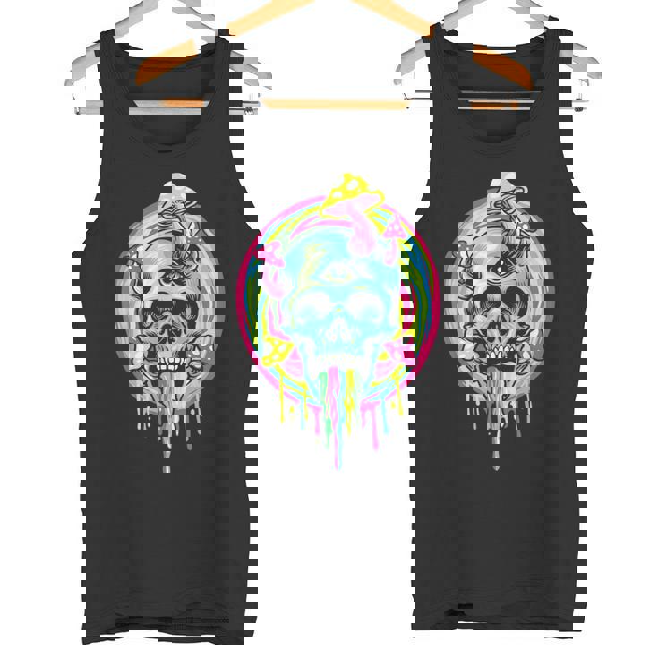 スカルマッシュルーム スケルトン グラフィック ゴス メンズ レディース タンクトップ
