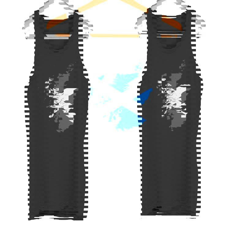 スコットランドの地図と旗の胸のロゴ スコットランドのお土産 タンクトップ