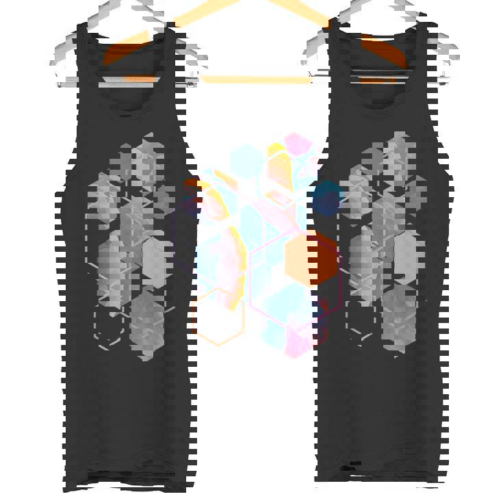 スタイリッシュ ティール オレンジ 六角形 モダン シェイプ マニア タンクトップ