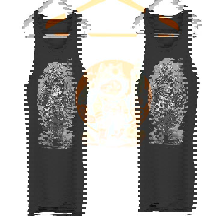 スチームパンク 猫 キティ 子猫 月 スペース スチームパンク タンクトップ