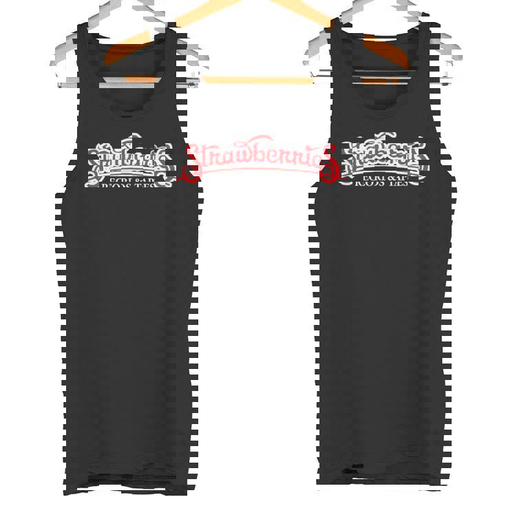 ストロベリー レコード・テープ ヴィンテージ レトロ 音楽 タンクトップ