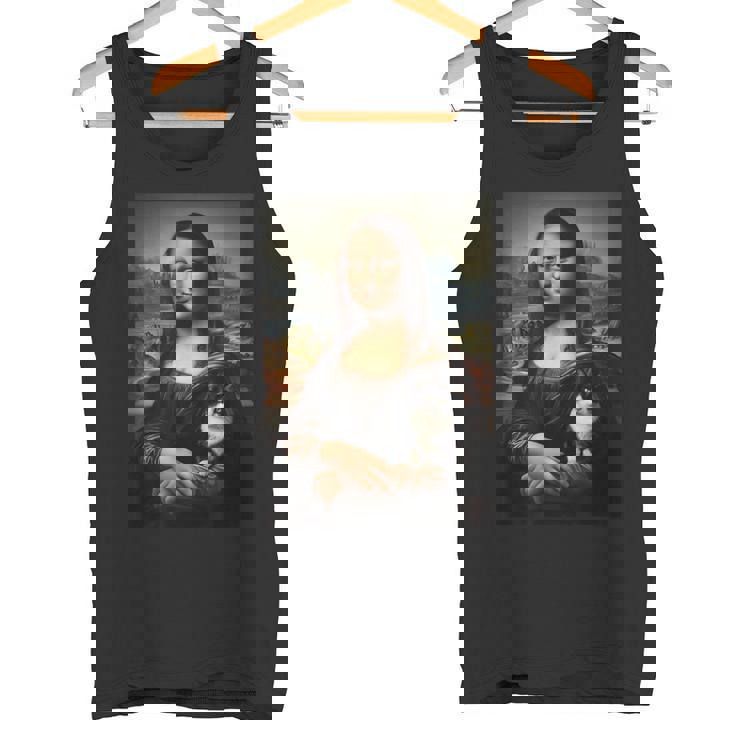 スノーシュー 猫 モナリザ 絵画 アート ママ お父さん タンクトップ