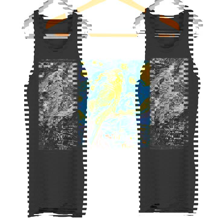 セキセイインコ オウム 鳥 星月夜 絵画 タンクトップ