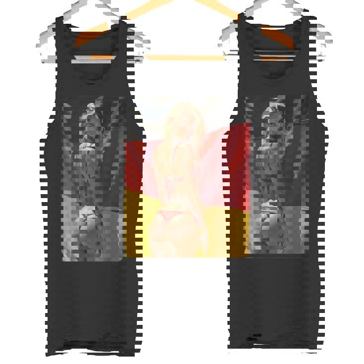 セクシーガールグラフィックtシャツ 「セクシーピンナップガール&ドイツ国旗」 タンクトップ