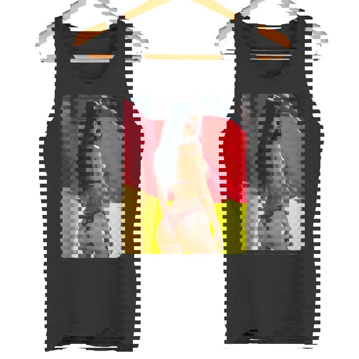 セクシーガールグラフィックtシャツ 「ビキニピンナップガール&ドイツ国旗」 タンクトップ