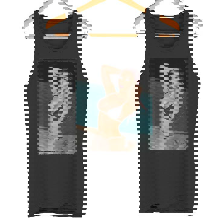 セクシーガールグラフィックtシャツ プールでセクシーなアジアのピンナップガール タンクトップ