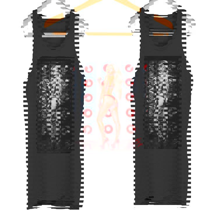 セクシーガールグラフィックtシャツ 赤いビキニを着たブロンドゴーゴーダンサー タンクトップ