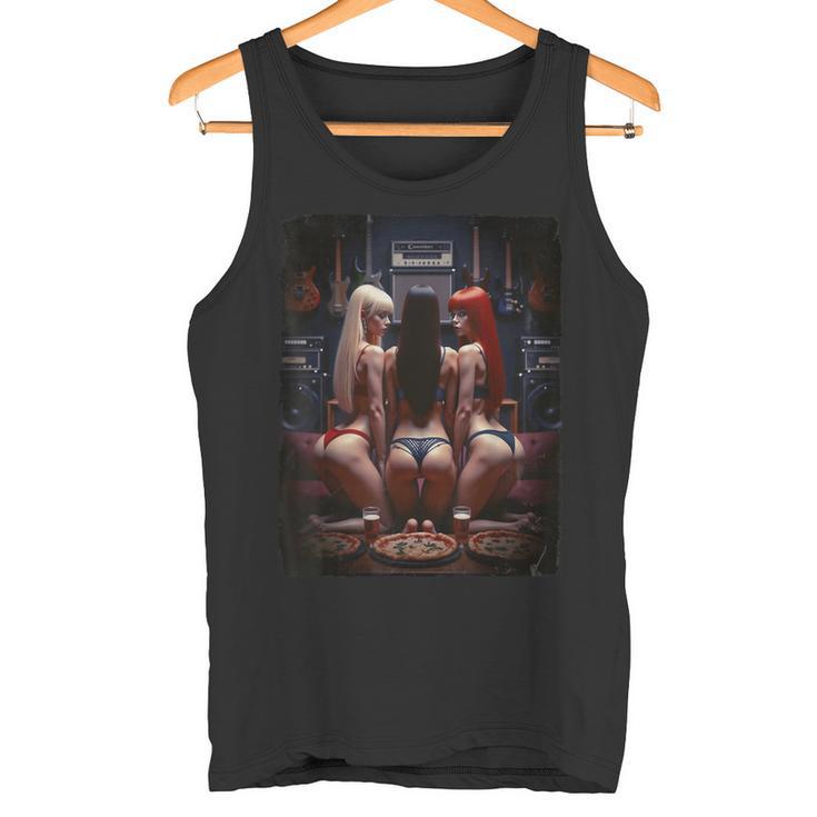 セクシーガールグラフィックtシャツ ホットガールズ&ギター 2 グランジ タンクトップ