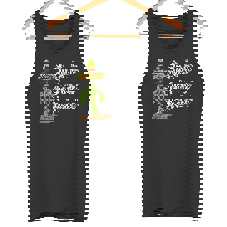 ソンブレロを持ったクールなサボテン メキシコのファン タンクトップ