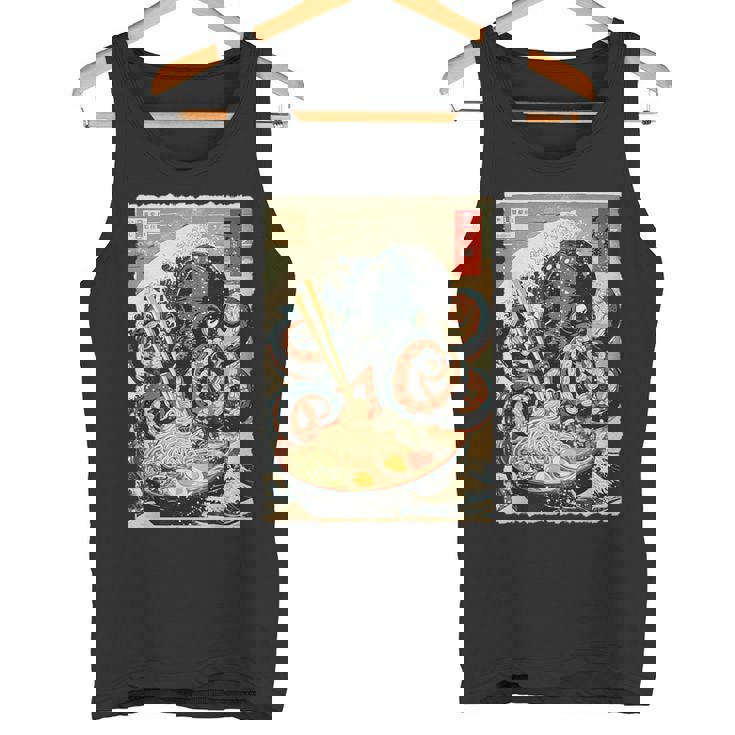 タコを食べる ラーメン 麺 和 漫画 アニメ 浮世絵 タンクトップ