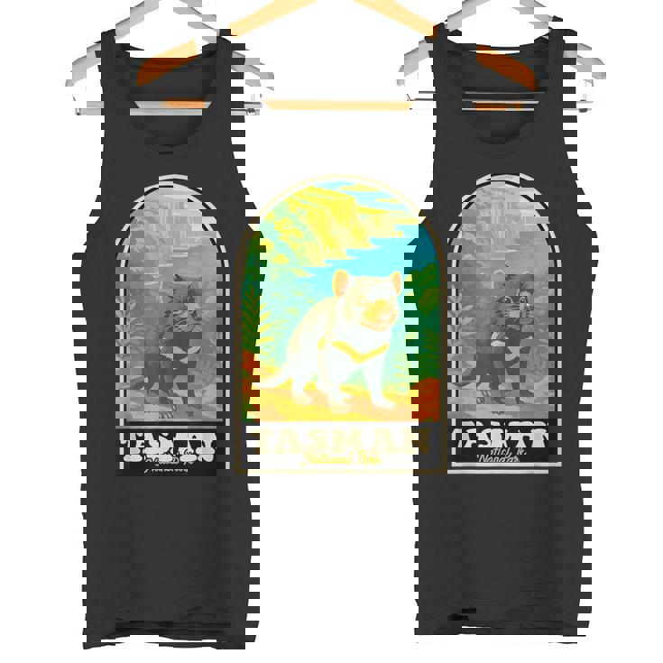 タスマン国立公園 ヴィンテージ タスマニアデビルアート タンクトップ