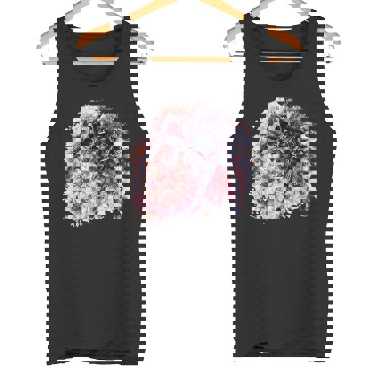 タランチュラ フローラル アートワーク アニマルアート 野生動物 タランチュラ 恋人 タンクトップ