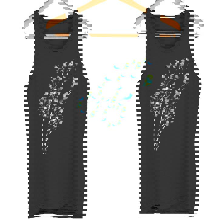 タンポポ セキセイインコの花、花セキセイインコの木 タンクトップ