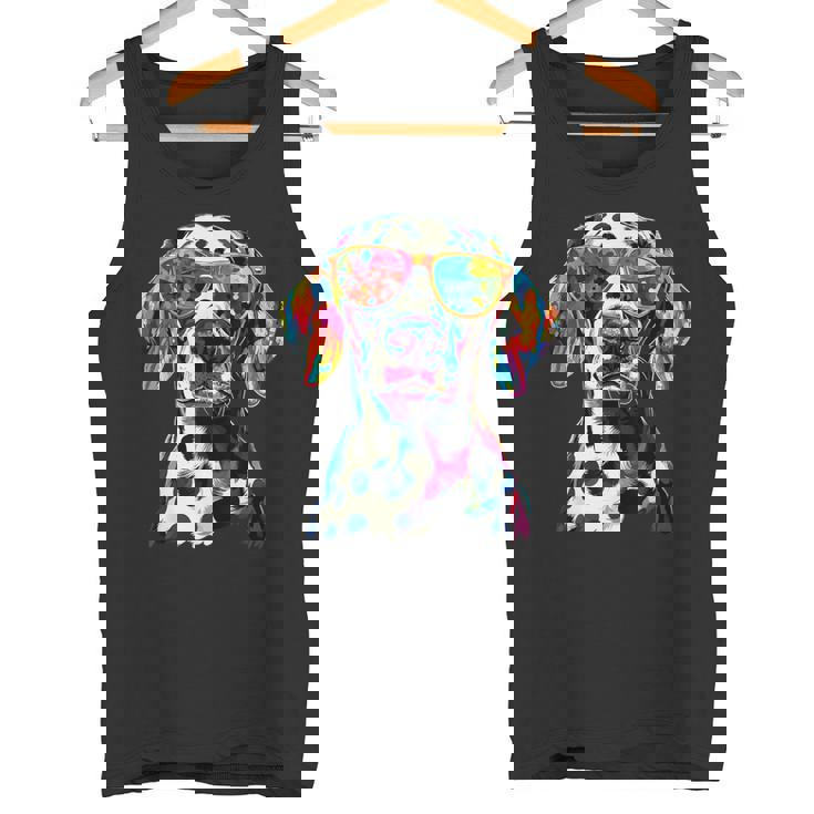 ダルメシアンとサングラスの犬 ダルメシアンが大好きです タンクトップ