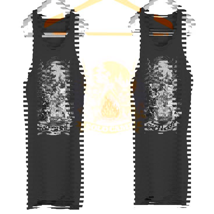 チワワ 面白いtシャツ 犬 キャンプ かわいい メンズ 子供 おもしろ 服 グッズ ネタ ソロキャンプ タンクトップ