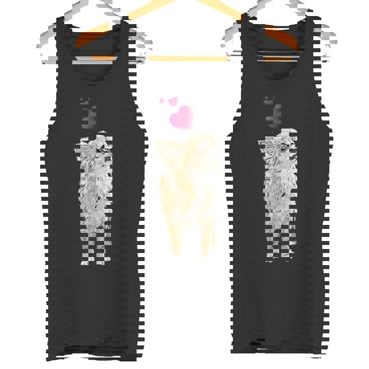 チワワ犬とハートのかわいい子犬のモチーフ タンクトップ