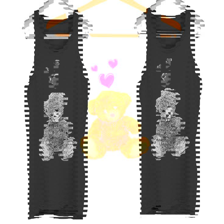 テディベアとハートのかわいいテディベアモチーフ タンクトップ