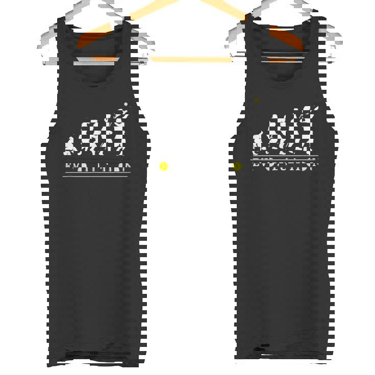 おもしろ テニス 人類の進化 かっこいい シルエット テニスプレイヤー ネタ デザイン 記念品 テニス選手 タンクトップ