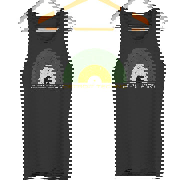 デトロイトテクノレトロルックレコード デトロイトテクノテキスト付き タンクトップ