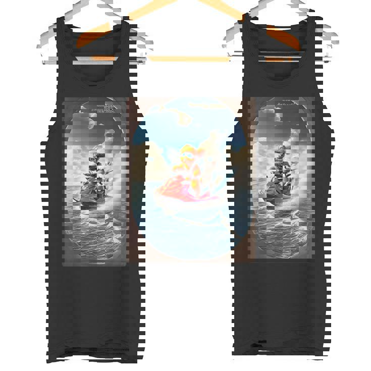 トイプードルとチワワのジェットスキー 夏の楽しいデザイン タンクトップ