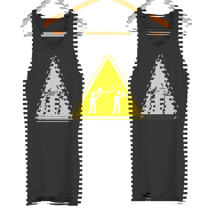 トランペット注意面白いトロンボーン奏者 タンクトップ