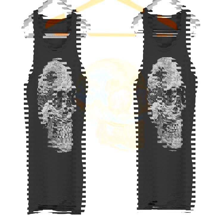 ドクロ 波 日本美術 海 タンクトップ