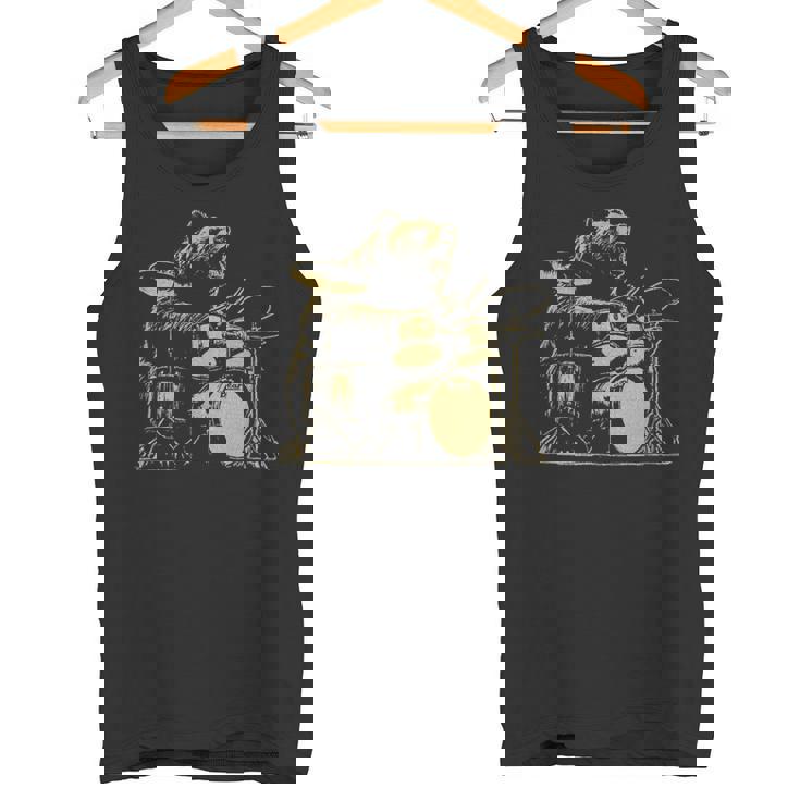 ドラマー ドラム クマ ドラムを演奏するミュージシャン タンクトップ