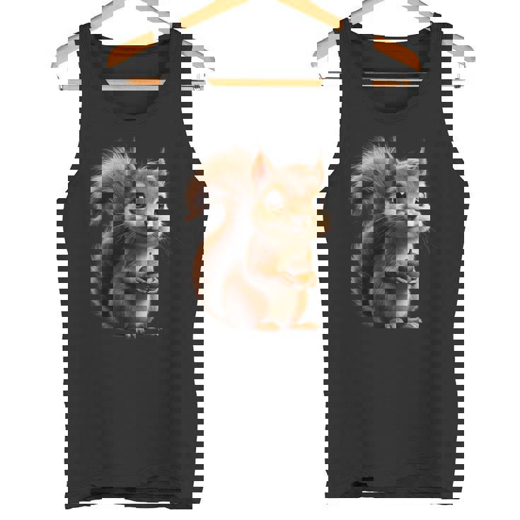 ドングリを持ったかわいいリスのデザイン タンクトップ