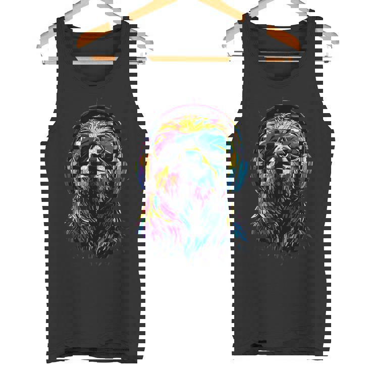 ナマケモノ カラフルな色彩 ポップアート グラフィック 怠け者 タンクトップ