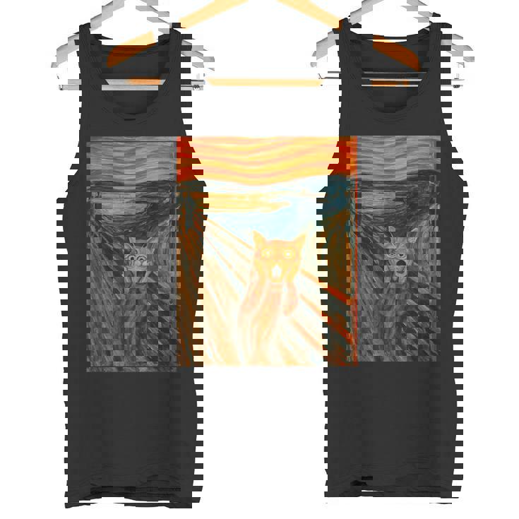 ニャンコの叫び 面白い 猫 ムンクの叫び パロディ おもしろ 服 おもしろグッズ ネタ タンクトップ