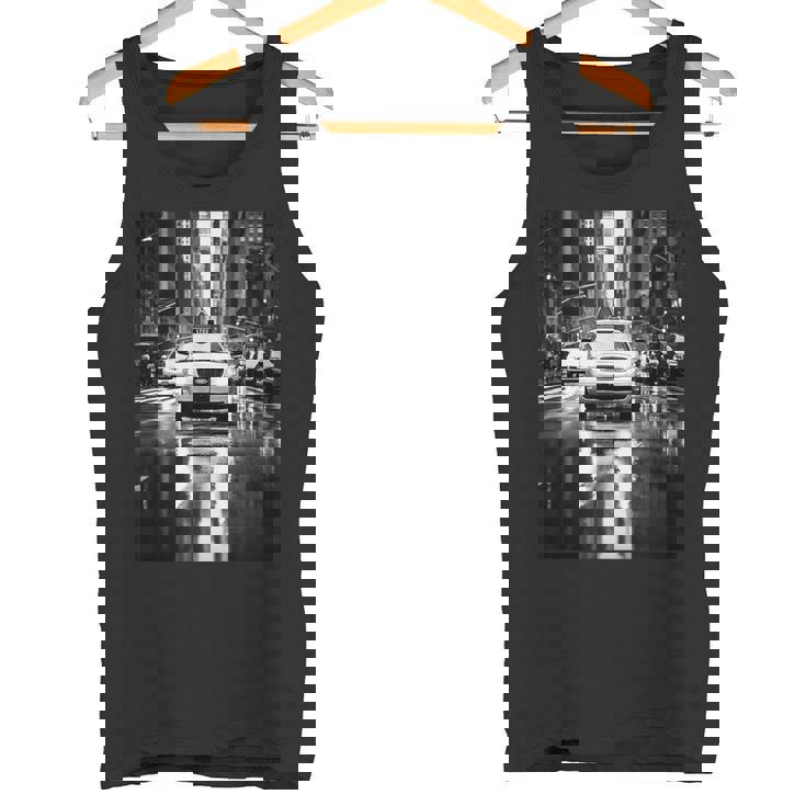 ニューヨークのタクシーのモノクロ写真 写真 タンクトップ