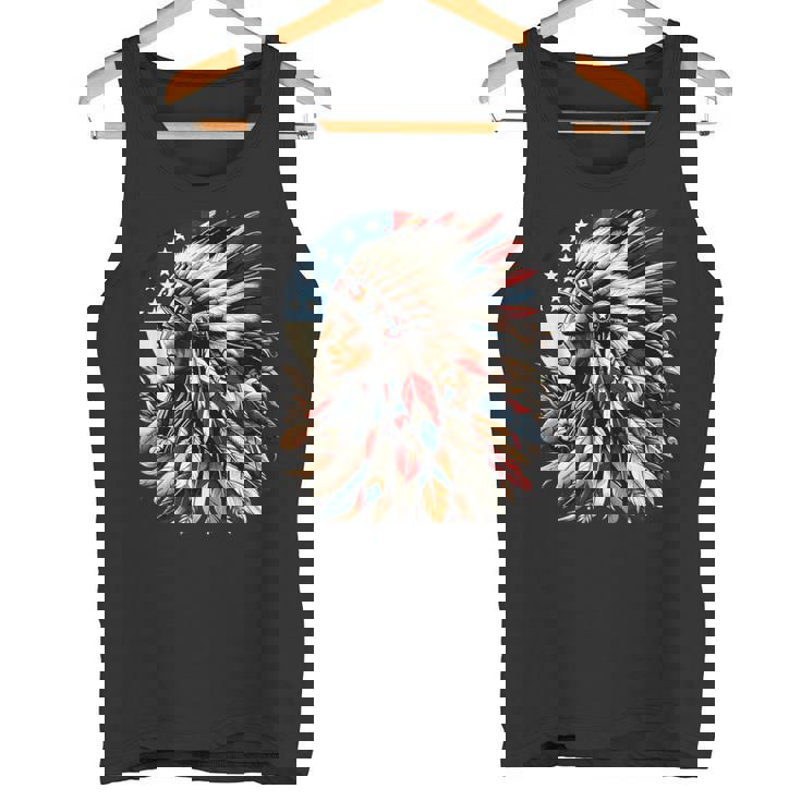 ネイティブアメリカン インディアン チーフ アメリカ国旗 先住民 タンクトップ