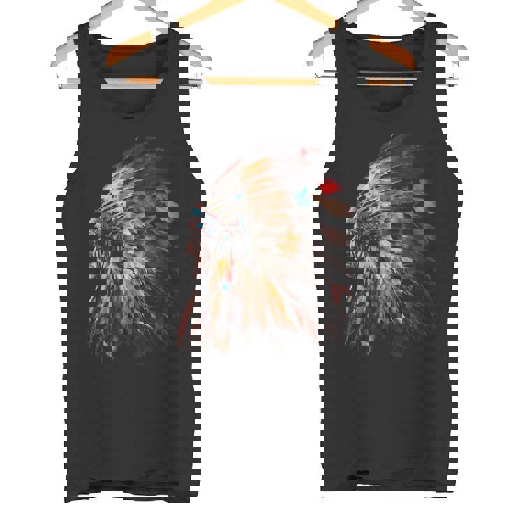 ネイティブアメリカン インディアン ヘッドドレス グラフィック メンズ レディース タンクトップ