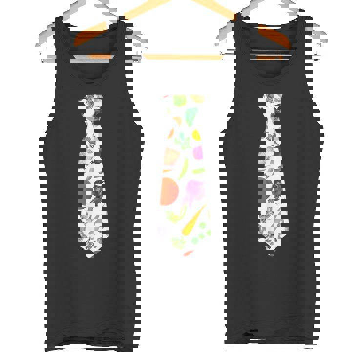 ネギニンジンと豆の柄のベジタブルタイ タンクトップ