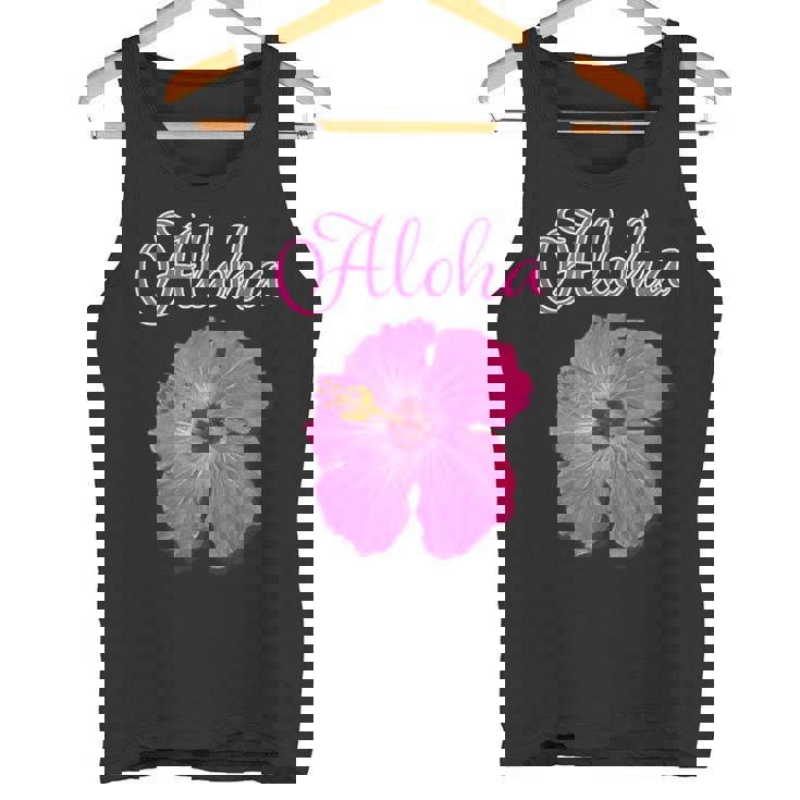 ハイビスカス Aloha アロハ《赤》（ハワイ・南国・フラダンス）夏【ビューティフル フラワー】キュート デザイン タンクトップ