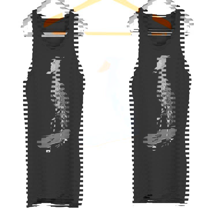 ハシビロコウ スケートボード 鳥 動物 図 バードウォッチング 贈り物 鳥類学者 生物学者 自然科学 タンクトップ