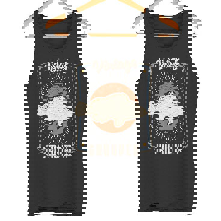 ハタ 魚 ヴィンテージ レトロ クラシック 動物 愛 タンクトップ