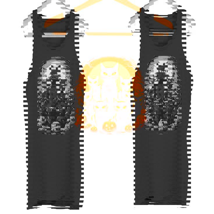 ハロウィン 黒猫 パンプキン 面白い レトロデザイン タンクトップ