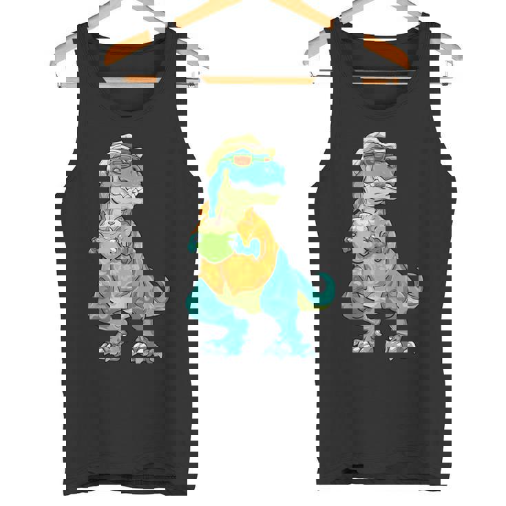 ハワイアン 恐竜 シャツ サマー T レックス トロピカル バケーション アロハシャツ タンクトップ