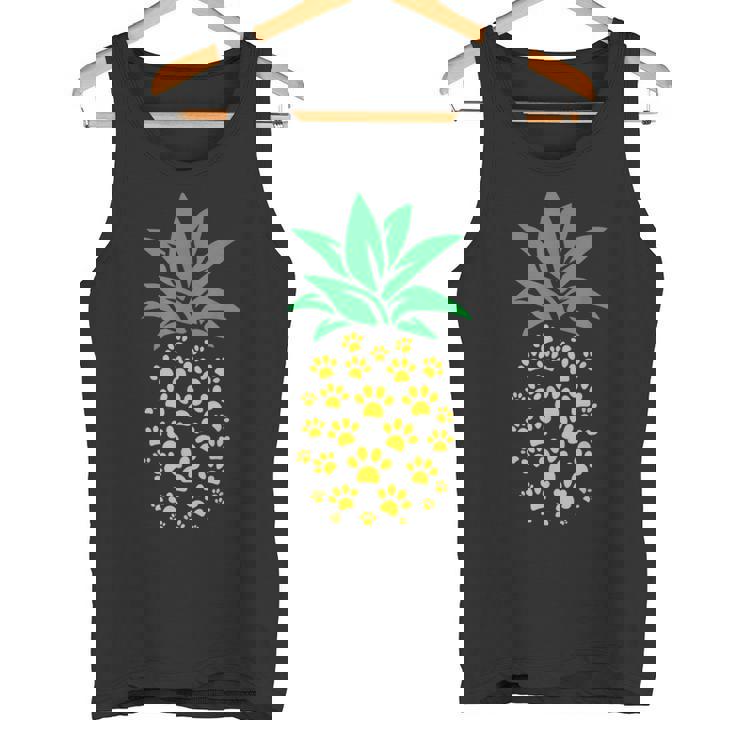 ハワイアンアイランド パイナップル 猫の肉球プリント 猫好きのギフト タンクトップ